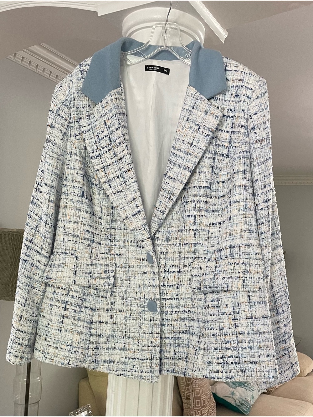 SHEIN  Curve plus-size pastel tweed blazer in 2X Large
